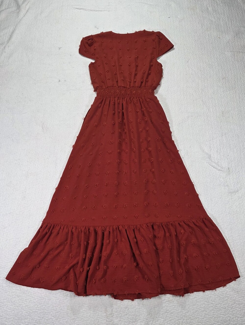 Daniel Rainn Samantha V-Neck Rusty Orange Maxi Dress. - Picture 2 of 8